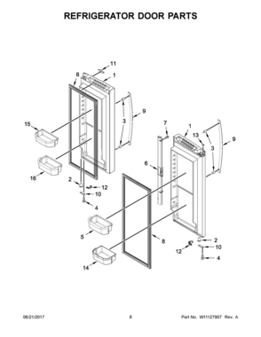 05 - REFRIGERATOR DOOR PARTS Diagram and Parts List for WRF532SNHW00  Whirlpool Refrigerator