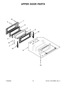 06 - Upper Door Parts Diagram and Parts List for MGT8800FZ11  Whirlpool Range