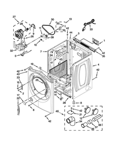 Cabinet Parts Diagram and Parts List for WGD80HEBW1  Whirlpool Dryer