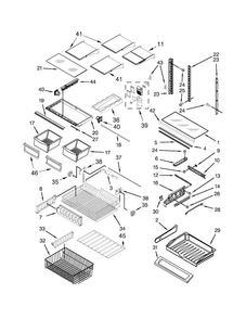 Shelf Parts Diagram and Parts List for KBFS22ECBL00  KitchenAid Refrigerator