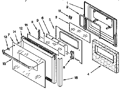 Upper And Lower Oven Door Diagram and Parts List for KEBS227BAL0  KitchenAid Wall Oven