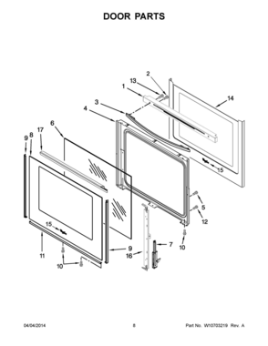 05 - DOOR PARTS Diagram and Parts List for YWFE710H0BH1  Whirlpool Range