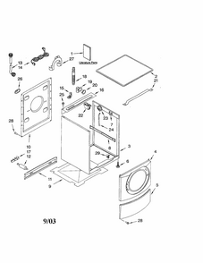 Top And Cabinet Diagram and Parts List for 11042926220  Kenmore Washer