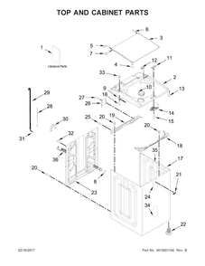 Top And Cabinet Parts Diagram and Parts List for WTW7300DW1  Whirlpool Washer