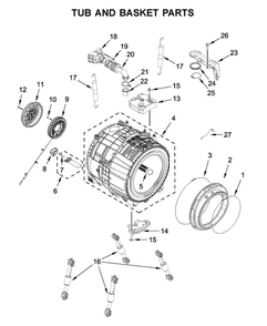 Tub And Basket Parts Diagram and Parts List for 8TWFW8620HW0  Whirlpool Washer
