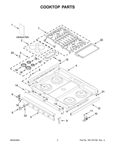 02 - Cooktop Parts Diagram and Parts List for MFGS8030RZ0  Whirlpool Range