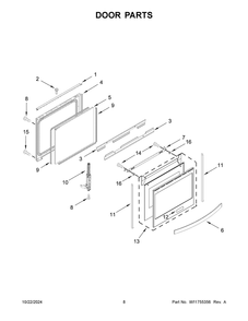 05 - Door Parts Diagram and Parts List for WEG750H0HV7  Whirlpool Range