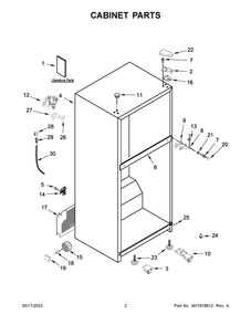 Cabinet Parts Diagram and Parts List for WRT148FZDW05  Whirlpool Refrigerator