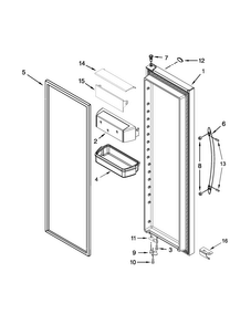 Refrigerator Door Parts Diagram and Parts List for WRS950SIAM01  Whirlpool Refrigerator