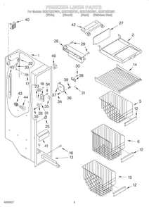 Freezer Liner Diagram and Parts List for OEM3-GD27DIXHB01  Whirlpool Refrigerator