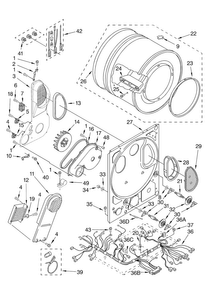Dryer Bulkhead Parts Diagram and Parts List for 11080754002  Kenmore Washer Dryer Combo