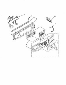 Control Panel Diagram and Parts List for 11047892703  Kenmore Washer