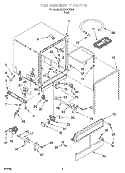 TUB ASSEMBLY Diagram and Parts List for RUD1000HB0  Roper Dishwasher