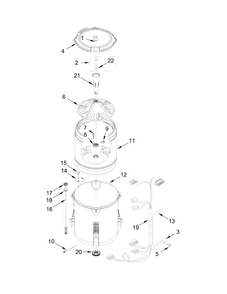 Basket And Tub Parts Diagram and Parts List for 11022342511  Kenmore Washer