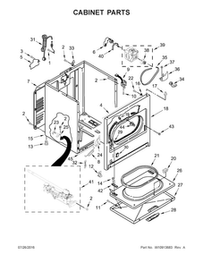 Cabinet Parts Diagram and Parts List for 7MWGD1800EM1  Whirlpool Dryer