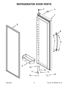 Refrigerator Door Parts Diagram and Parts List for WRS588FIHV06  Whirlpool Refrigerator