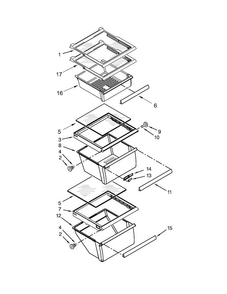 Refrigerator Shelf Parts Diagram and Parts List for WRS322FNAE01  Whirlpool Refrigerator