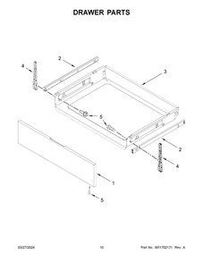 Drawer Parts Diagram and Parts List for WSIS5030RZ0  Whirlpool Range