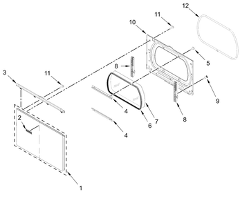 Door Parts Diagram and Parts List for MED6230RHW4  Whirlpool Dryer