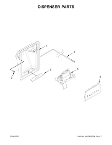Dispenser Parts Diagram and Parts List for WRS325FDAT04  Whirlpool Refrigerator