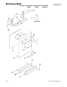 Door And Panel Parts Diagram and Parts List for KUDL40CVSS2  KitchenAid Dishwasher