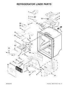 Refrigerator Liner Parts Diagram and Parts List for KRMF606ESS00  KitchenAid Refrigerator