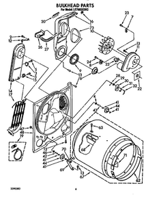Section 4 Diagram and Parts List for LE7680XSW2  Whirlpool Dryer