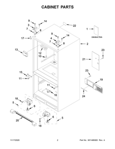 Cabinet Parts Diagram and Parts List for WRF532SNHZ04  Whirlpool Refrigerator