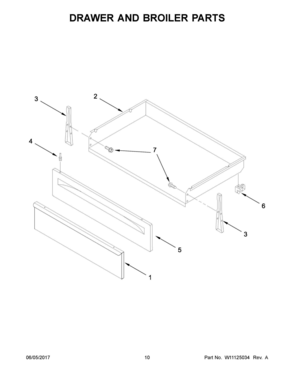 06 - DRAWER AND BROILER PARTS Diagram and Parts List for AER6303MFW1  Whirlpool Range