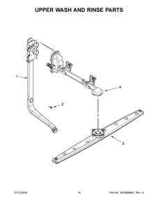 Upper Wash And Rinse Parts Diagram and Parts List for 66513009N511  Kenmore Dishwasher