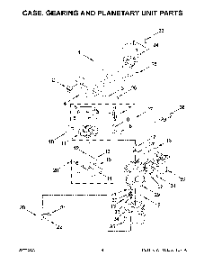 Case, Gearing And Planetary Unit Parts Diagram and Parts List for 5K45SSSSWH0  KitchenAid Mixer