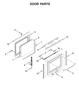 Door Parts Diagram and Parts List for WFG775H0HV1  Whirlpool Range
