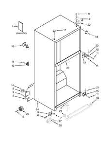 Cabinet Parts Diagram and Parts List for WRT359SFYM02  Whirlpool Refrigerator