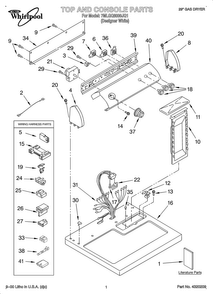 Top And Console/lit/optional Diagram and Parts List for OEM3-7MLGQ8000JQ1  Whirlpool Dryer