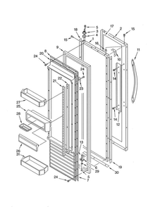 Refrigerator Door Parts Diagram and Parts List for KCCS36FJT00  KitchenAid Refrigerator