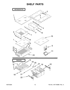 07 - Shelf Parts Diagram and Parts List for MFW2055FRZ06  Whirlpool Refrigerator