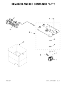 Icemaker And Ice Container Parts Diagram and Parts List for KRMF606ESS01  KitchenAid Refrigerator