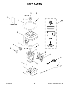 Unit Parts Diagram and Parts List for 5KSB4054BBK0  Whirlpool Blender