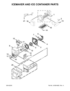 Icemaker And Ice Container Parts Diagram and Parts List for 59679243018  Kenmore Refrigerator