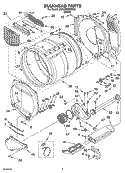 BULKHEAD PARTS Diagram and Parts List for 3RAWZ480EMQ1  Whirlpool Dryer