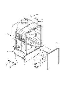 Tub And Frame Parts Diagram and Parts List for WDF110PABT2  Whirlpool Dishwasher