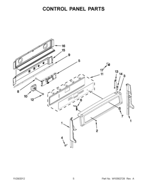 02 - CONTROL PANEL PARTS Diagram and Parts List for YMET8665XB02  Whirlpool Range