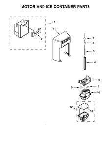 Motor And Ice Container Parts Diagram and Parts List for WRS586FIEH00  Whirlpool Refrigerator