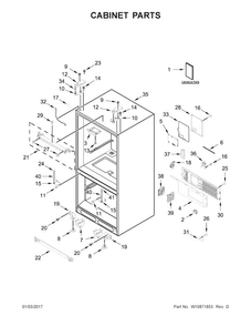 Cabinet Parts Diagram and Parts List for WRF993FIFM00  Whirlpool Refrigerator