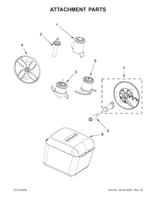 Attachment Parts Diagram and Parts List for KFP1133QG0  KitchenAid Food Processor