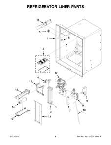 Refrigerator Liner Parts Diagram and Parts List for WRX735SDHZ04  Whirlpool Refrigerator
