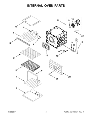 05 - INTERNAL OVEN PARTS Diagram and Parts List for JJW2430DP02  Whirlpool Wall Oven