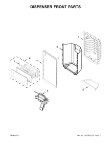 Dispenser Front Parts Diagram and Parts List for WRF736SDAB14  Whirlpool Refrigerator