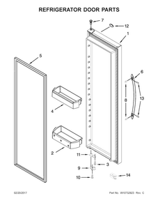 Refrigerator Door Parts Diagram and Parts List for WRS586FLDM00  Whirlpool Refrigerator