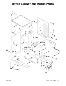Dryer Cabinet And Motor Parts Diagram and Parts List for WET4027HW1  Whirlpool Washer Dryer Combo